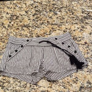 Jolt Black and White Striped High Waist Shorts